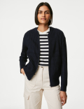 Knitted Ribbed Crew Neck Cardigan