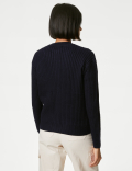 Knitted Ribbed Crew Neck Cardigan