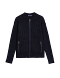 Knitted Ribbed Crew Neck Cardigan
