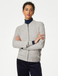 Knitted Ribbed Crew Neck Cardigan