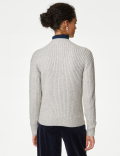 Knitted Ribbed Crew Neck Cardigan