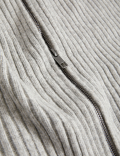 Knitted Ribbed Crew Neck Cardigan