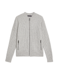 Knitted Ribbed Crew Neck Cardigan