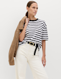 Pure Cotton Striped Relaxed Boxy T-Shirt