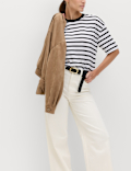 Pure Cotton Striped Relaxed Boxy T-Shirt