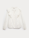 Pure Cotton Broderie Long Sleeve Blouse
