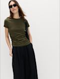 Pure Cotton Slim Fit Ruched T-Shirt