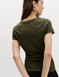 Pure Cotton Slim Fit Ruched T-Shirt