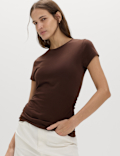 Pure Cotton Slim Fit Ruched T-Shirt