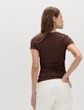 Pure Cotton Slim Fit Ruched T-Shirt