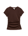 Pure Cotton Slim Fit Ruched T-Shirt
