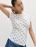Pure Cotton Slim Fit Ruched T-Shirt