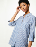 Pure Cotton Striped Button Detail Shirt
