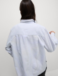 Pure Cotton Striped Collared Shirt