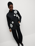 Pure Cotton Embroidered Collared Shirt