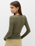 Tie Shoulder Long Sleeve Top With Wool
