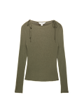 Tie Shoulder Long Sleeve Top With Wool