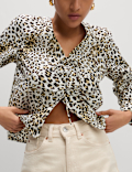 Pure Cotton Printed Tie Front Top