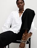 Pure Cotton Broderie Frill Detail Blouse