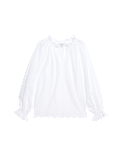 Pure Cotton Broderie Frill Detail Blouse