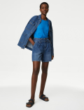Linen Blend Crew Neck Top