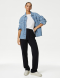 Linen Blend Crew Neck Top