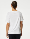 Linen Blend Crew Neck Top