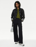 Linen Blend Crew Neck Top