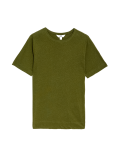 Linen Blend Crew Neck Top