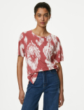 Linen Blend Printed Top