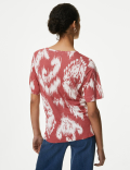 Linen Blend Printed Top