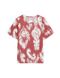 Linen Blend Printed Top