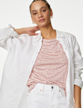 Linen Blend Striped T-Shirt