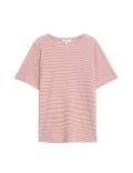 Linen Blend Striped T-Shirt