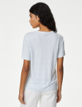 Linen Blend Striped T-Shirt