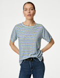Linen Blend Striped T-Shirt