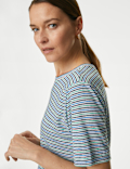 Linen Blend Striped T-Shirt