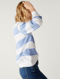 Cotton Rich Striped Crew Neck Sweatshirt