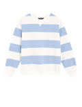 Cotton Rich Striped Crew Neck Sweatshirt