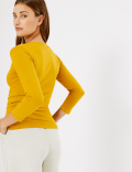 Cotton Rich Slash Neck Fitted T-Shirt
