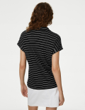 Linen Blend Striped Collared Top