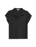 Linen Blend Striped Collared Top