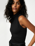 Cotton Rich Funnel Neck Vest Top