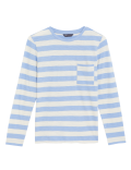 Pure Cotton Striped Crew Neck Top