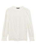 Cotton Blend Popover Blouse