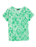 Linen Rich Printed V-Neck T-Shirt