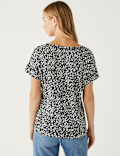 Linen Rich Printed V-Neck T-Shirt