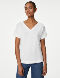Linen Rich V-Neck T-Shirt