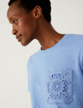 Pure Cotton Lace Pocket T-Shirt