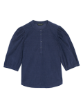 Corduroy Puff Sleeve Popover Blouse
